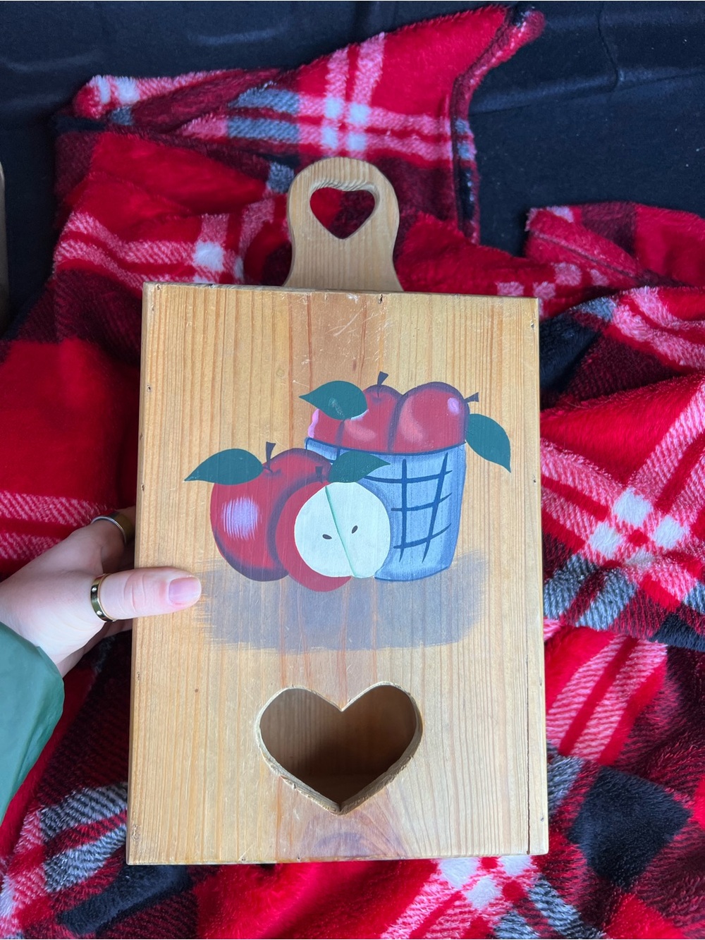 Vintage 1997 wooden grocery bag holder